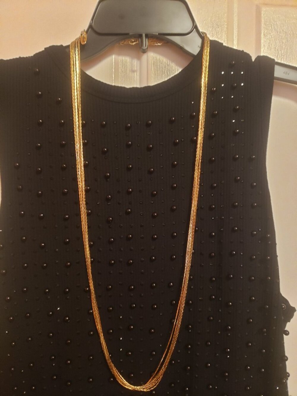 Vintage  multi  strand liquid gold tone necklace.